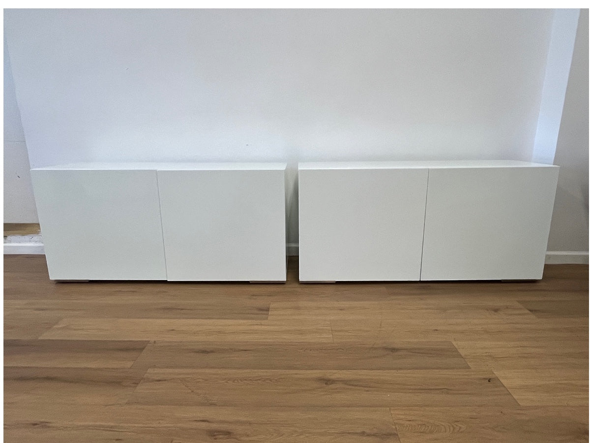 CB2 Fuel White Credenzas, Pair