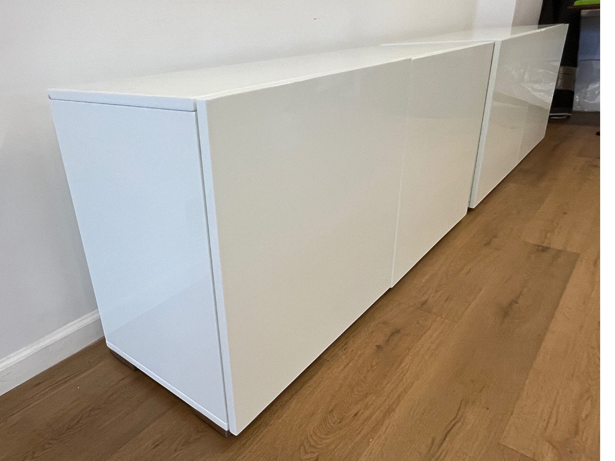 CB2 Fuel White Credenzas, Pair
