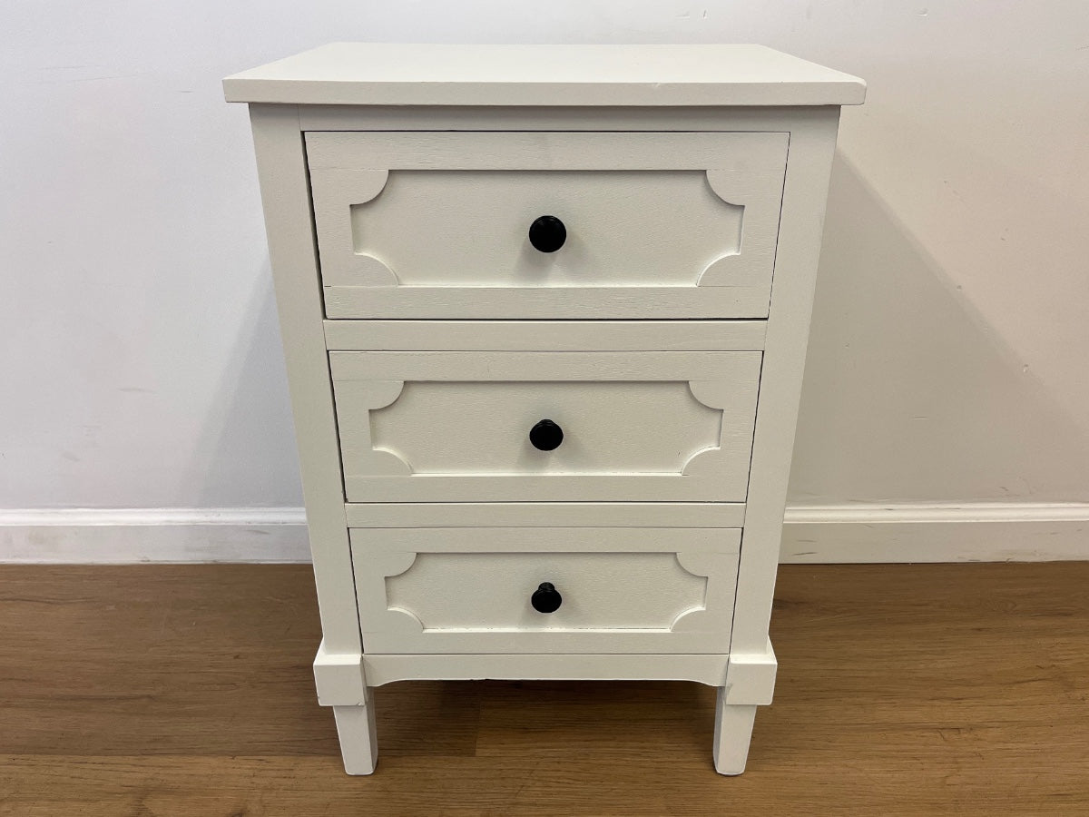 White 3-Drawer Bedside Table