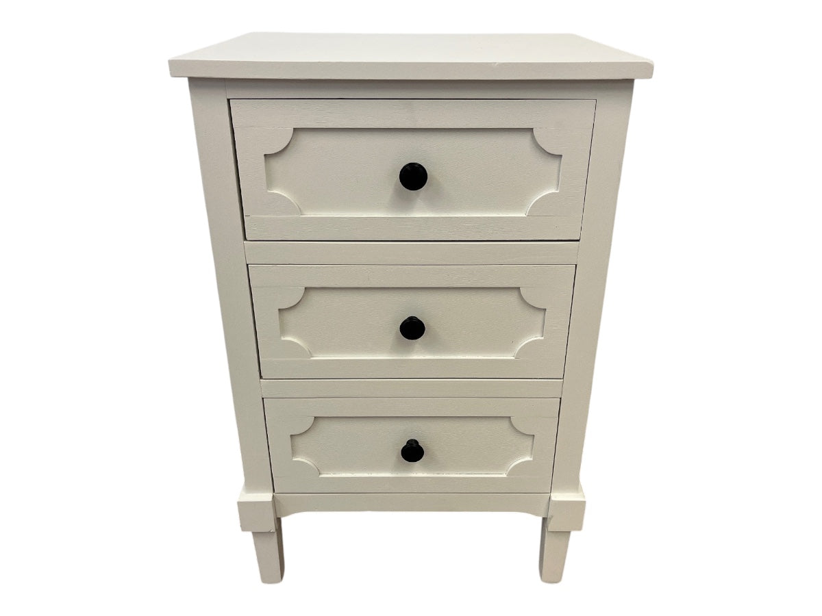 White 3-Drawer Bedside Table