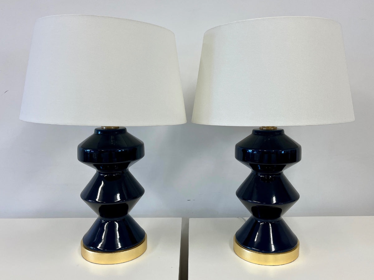 Visual Comfort Weller Zig-Zag Table Lamps, Pair