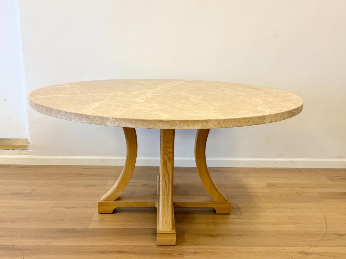 60in RH Genevieve Emperador Round Dining Table