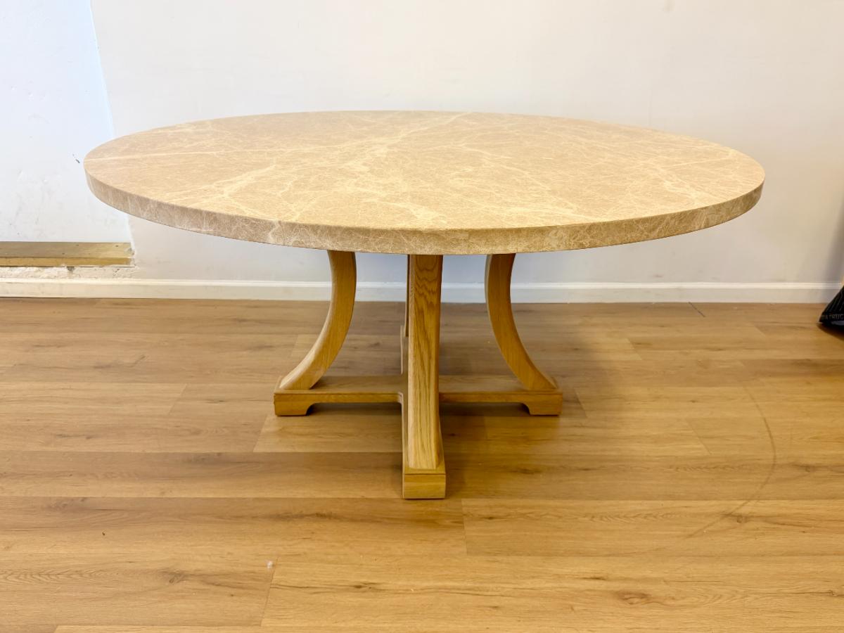 60in RH Genevieve Emperador Round Dining Table