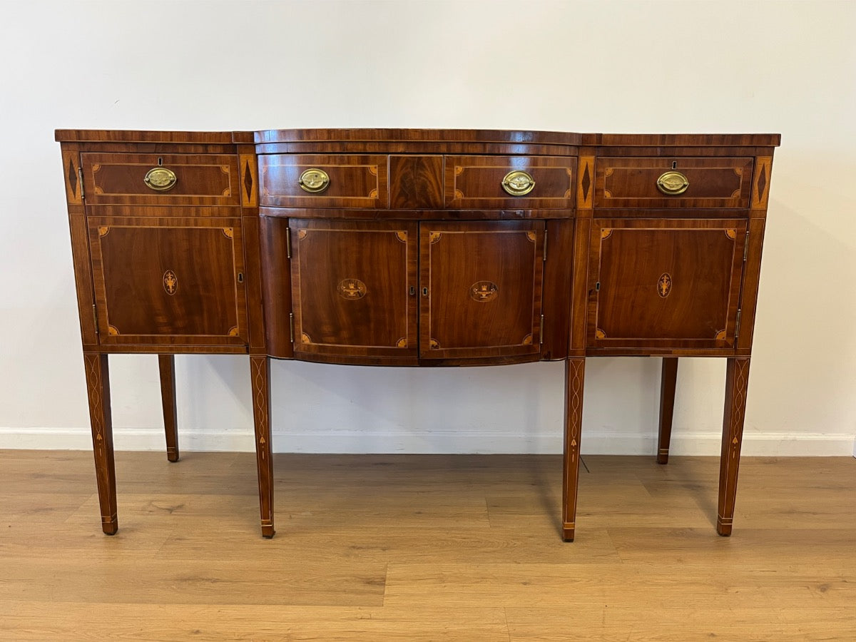 Antique Inlaid Mahogany Large Sideboard