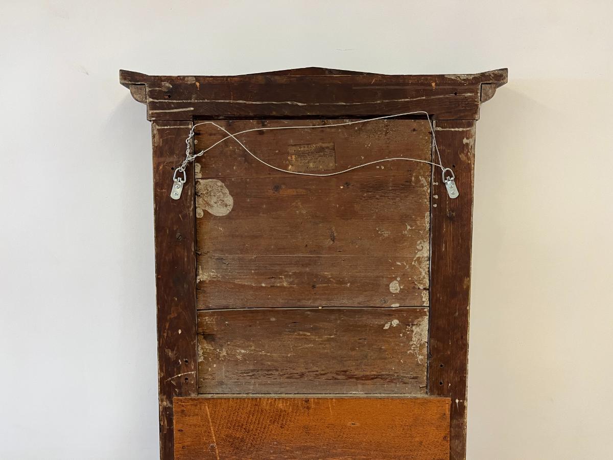 Antique Federal Giltwood and Ebonized Trumeau Wall Mirror