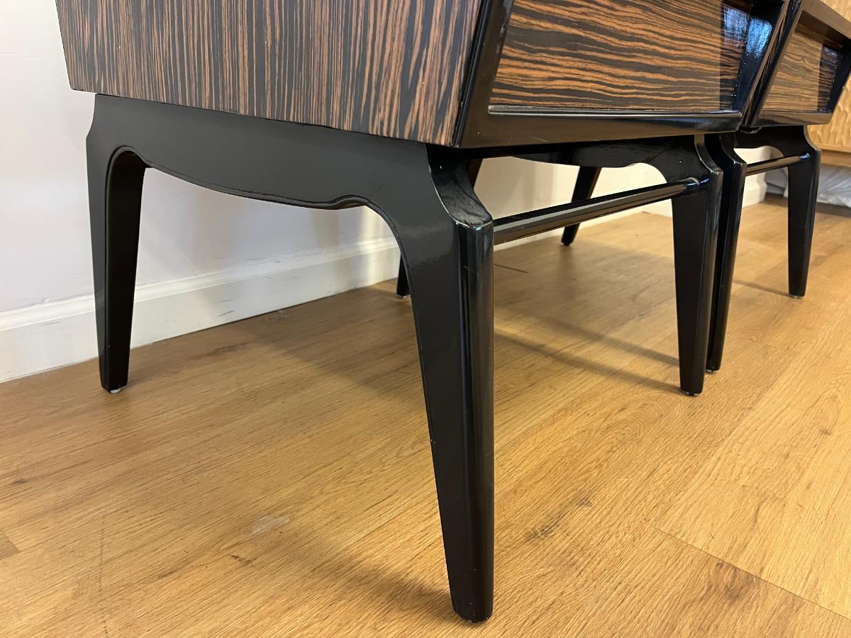 Vintage Mid-Century Modern Canted Nightstands in Macassar Ebony, Pair