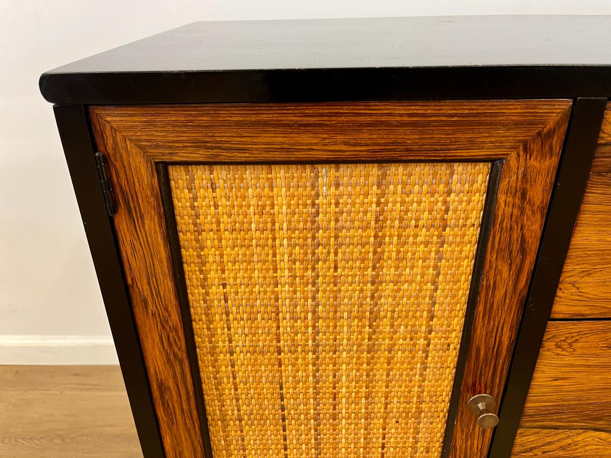 Mid-Century Modern Rosewood & Woven Cane Credenza by Lane