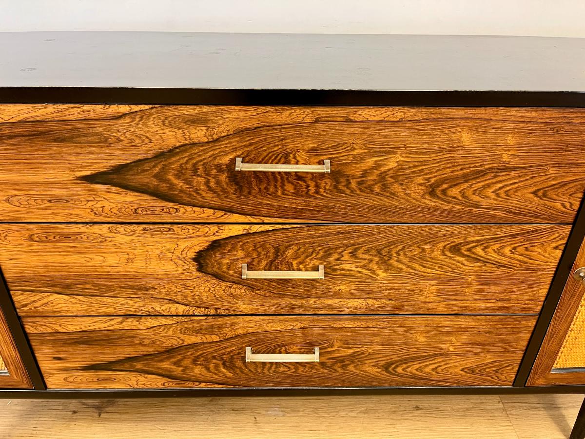 Mid-Century Modern Rosewood & Woven Cane Credenza by Lane