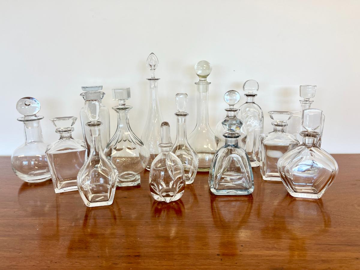 Collection of Crystal Decanters, Set of 15