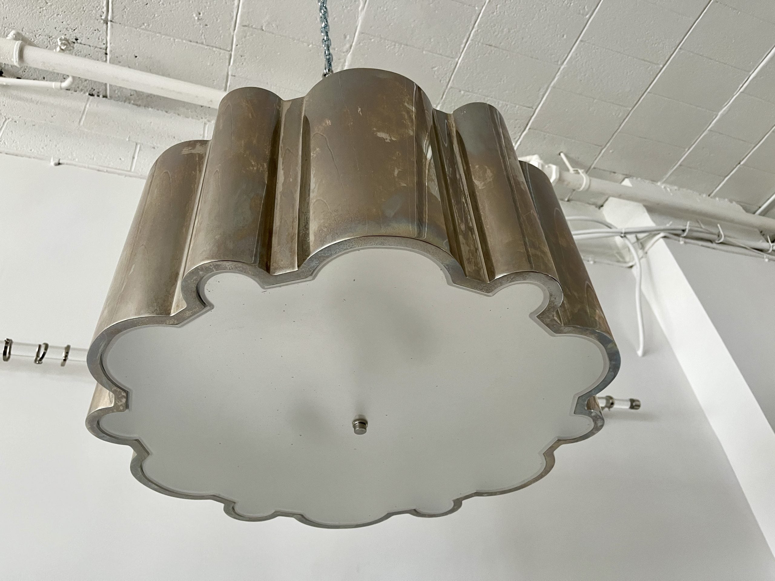 Alexa Hampton Markos Polished Nickel Hanging Ceiling Light, Large