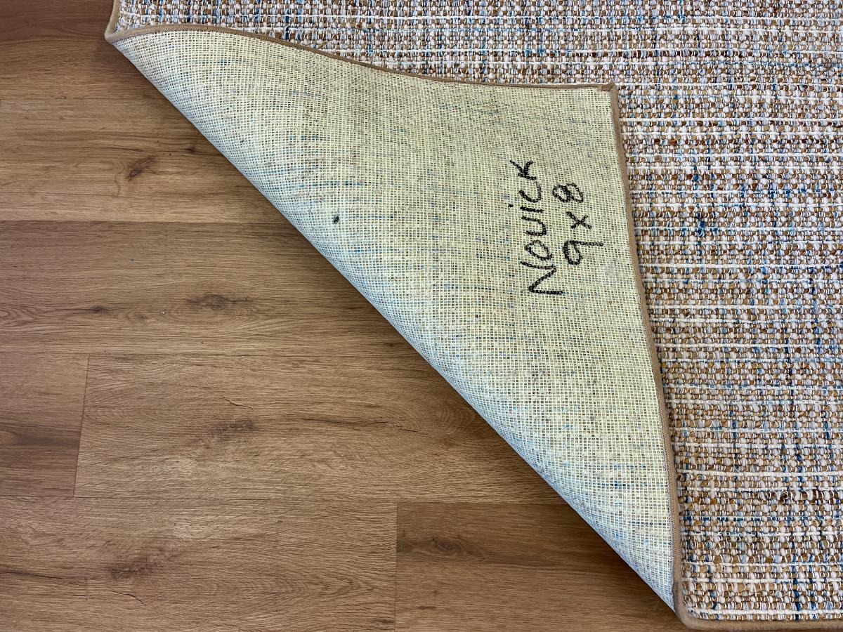 8 x 9 Tan, Blue & White Area Rug