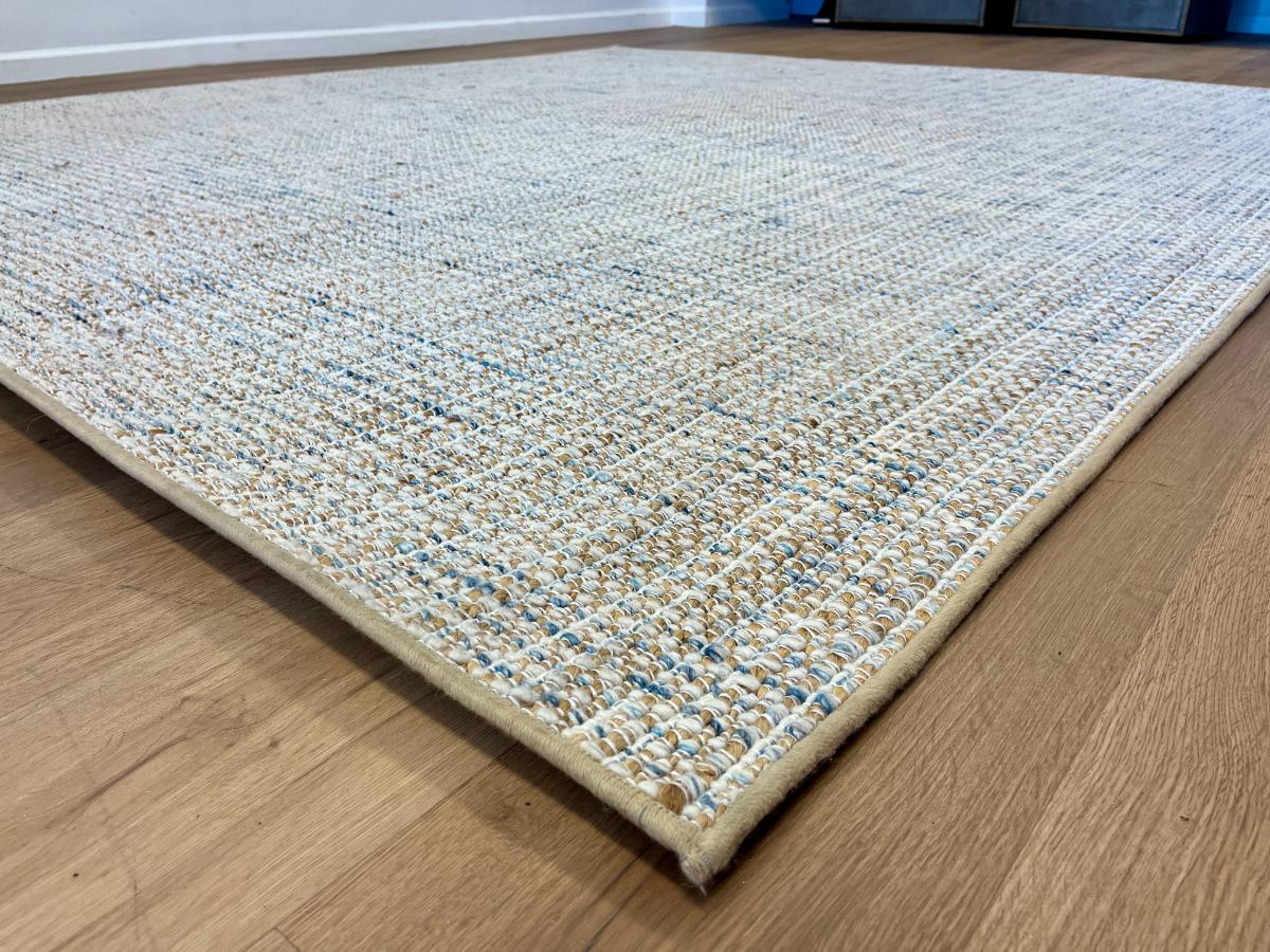 8 x 9 Tan, Blue & White Area Rug