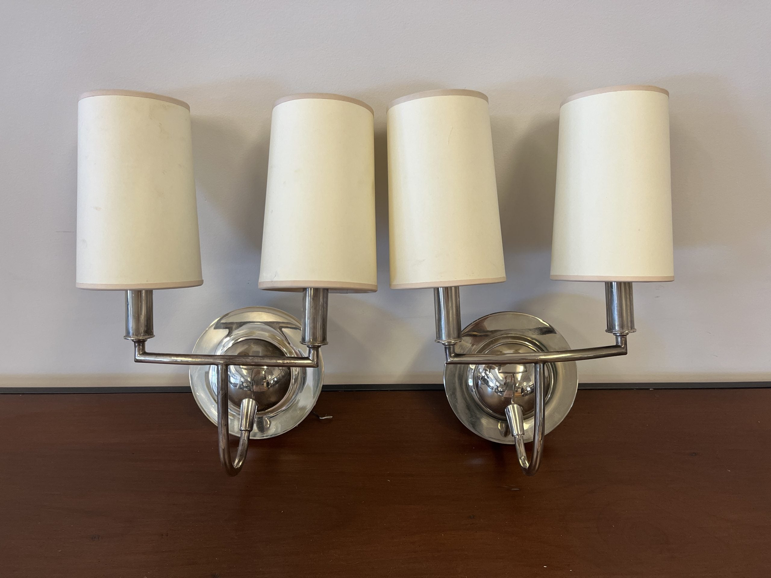 Elkins Double Sconce by Thomas O’Brien for Visual Comfort in Polished Nickel, Pair