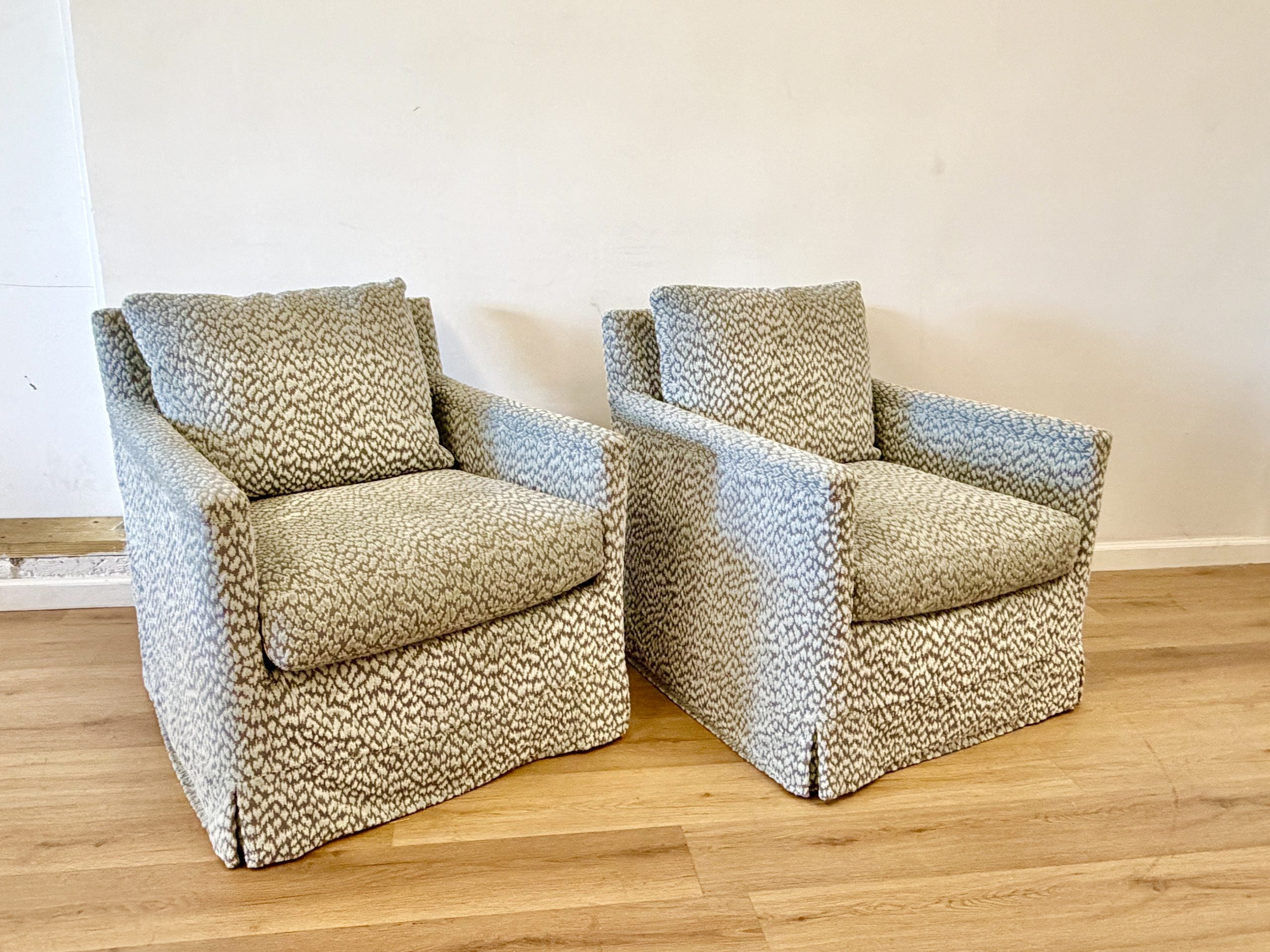 Lee Industries Swivel Chairs, Pair
