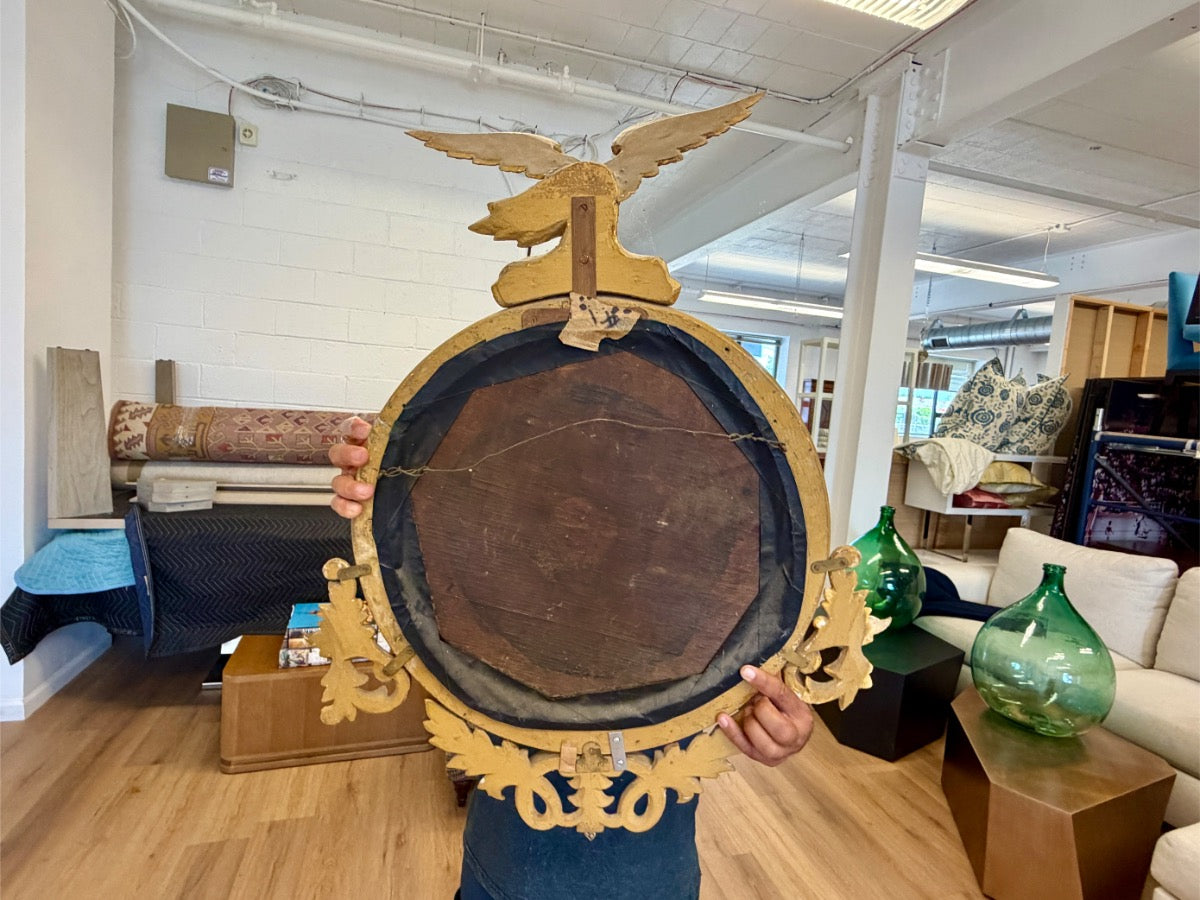 Late 18th C. George III Regency Style Giltwood Convex Mirror, circa 1780