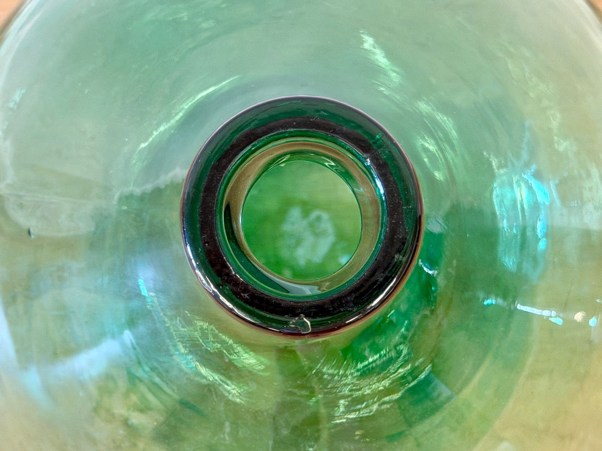 Antique Italian Green Glass Demijohns, Pair