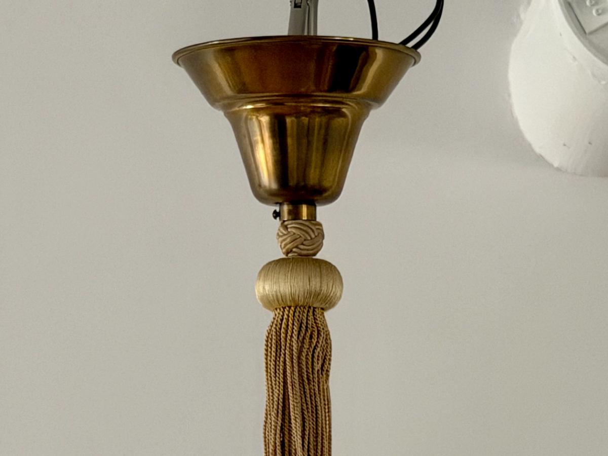 Vintage Swedish Brass & Rope Chandelier