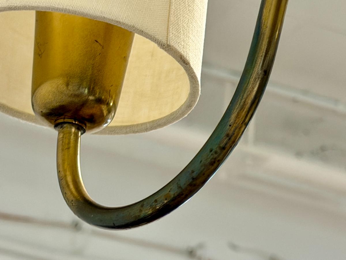 Vintage Swedish Brass & Rope Chandelier