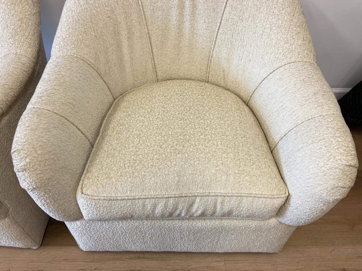 Upholstered Swivel Chairs, Pair