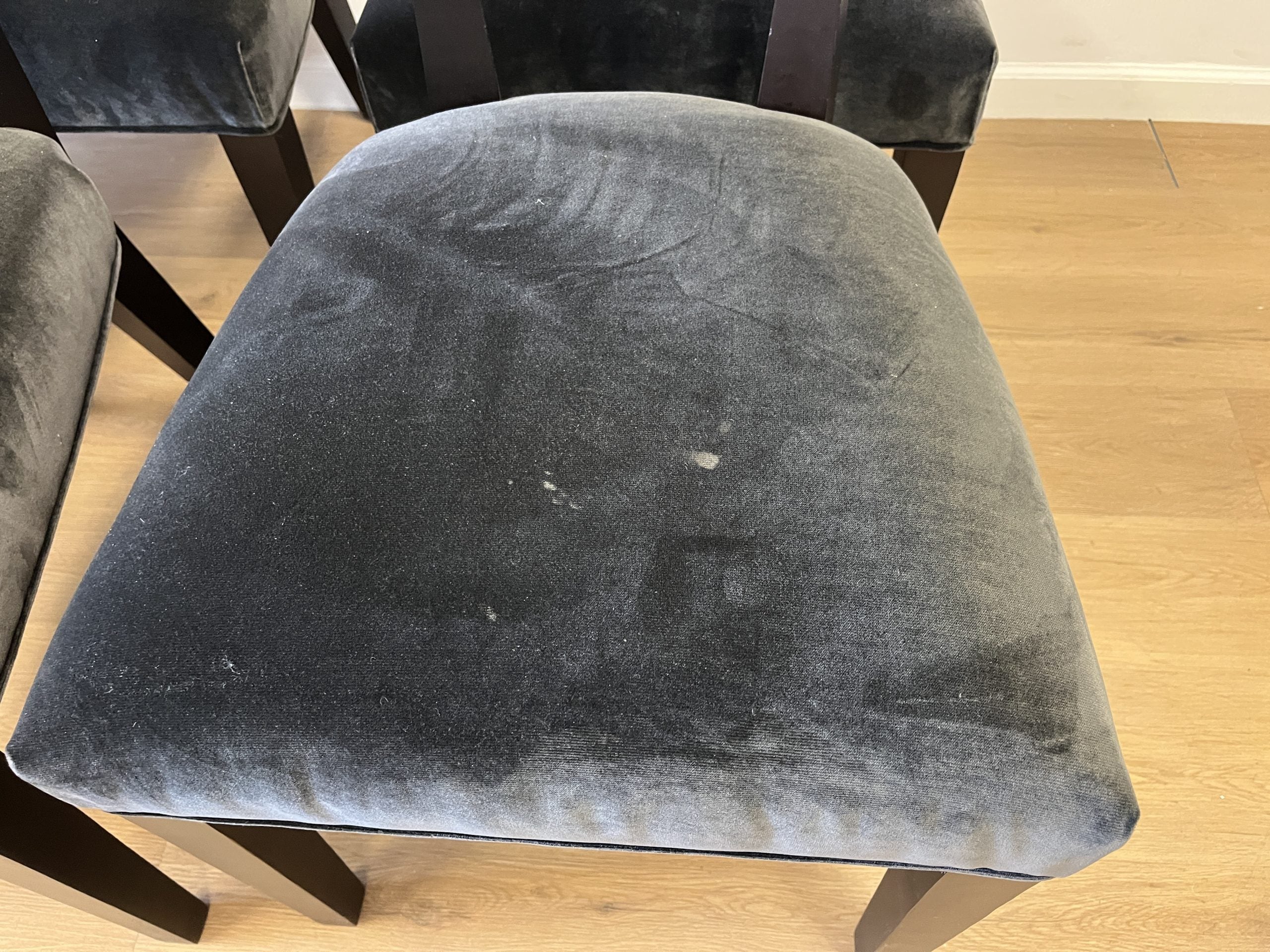 Klismos Style Dining Chairs in Black Velvet, Set of 8
