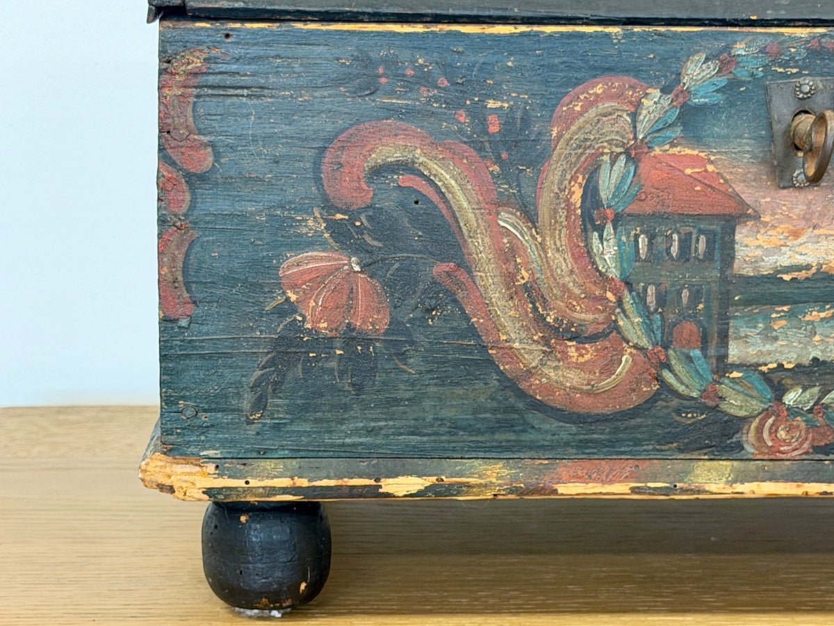 Antique Swiss Painted Box, Circa 1800