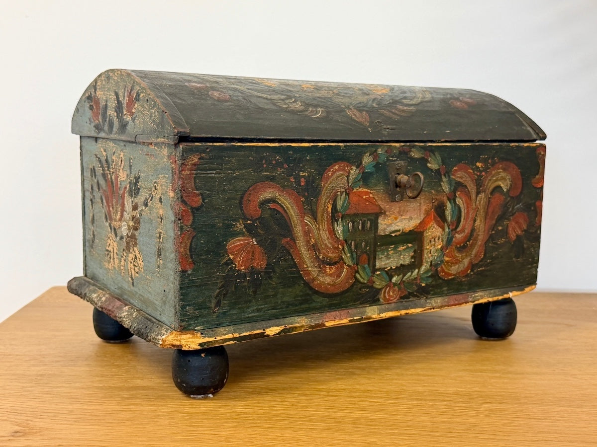 Antique Swiss Painted Box, Circa 1800