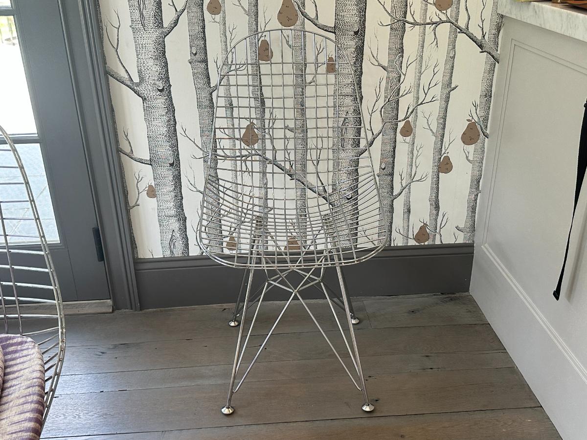 Modern Wire Chairs with Peter Dunham Cushions, Set of 8