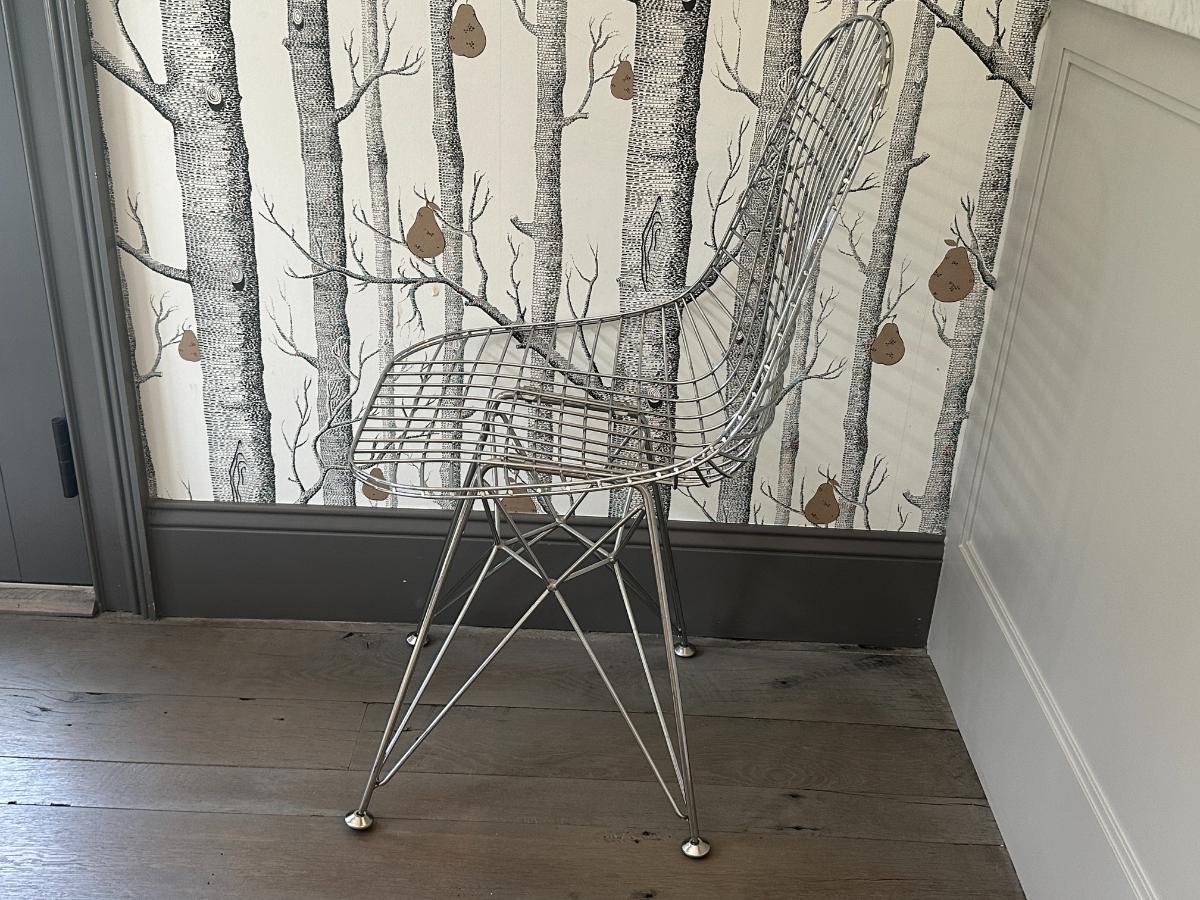 Modern Wire Chairs with Peter Dunham Cushions, Set of 8