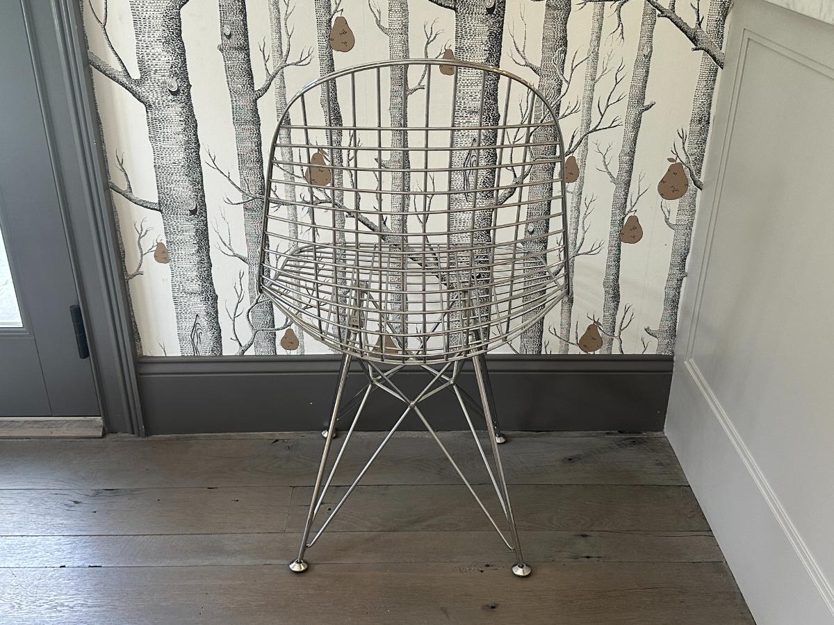Modern Wire Chairs with Peter Dunham Cushions, Set of 8