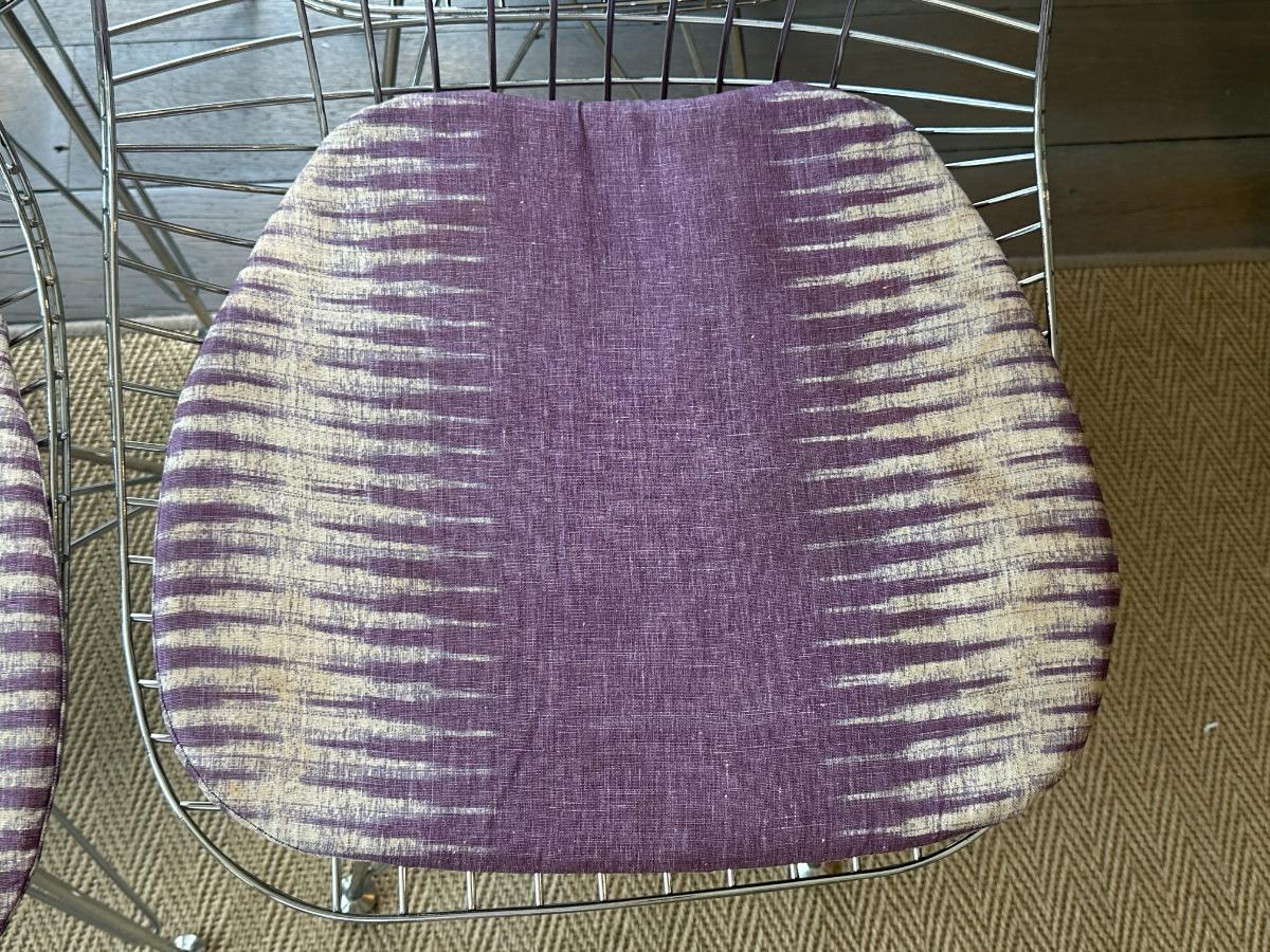 Modern Wire Chairs with Peter Dunham Cushions, Set of 8