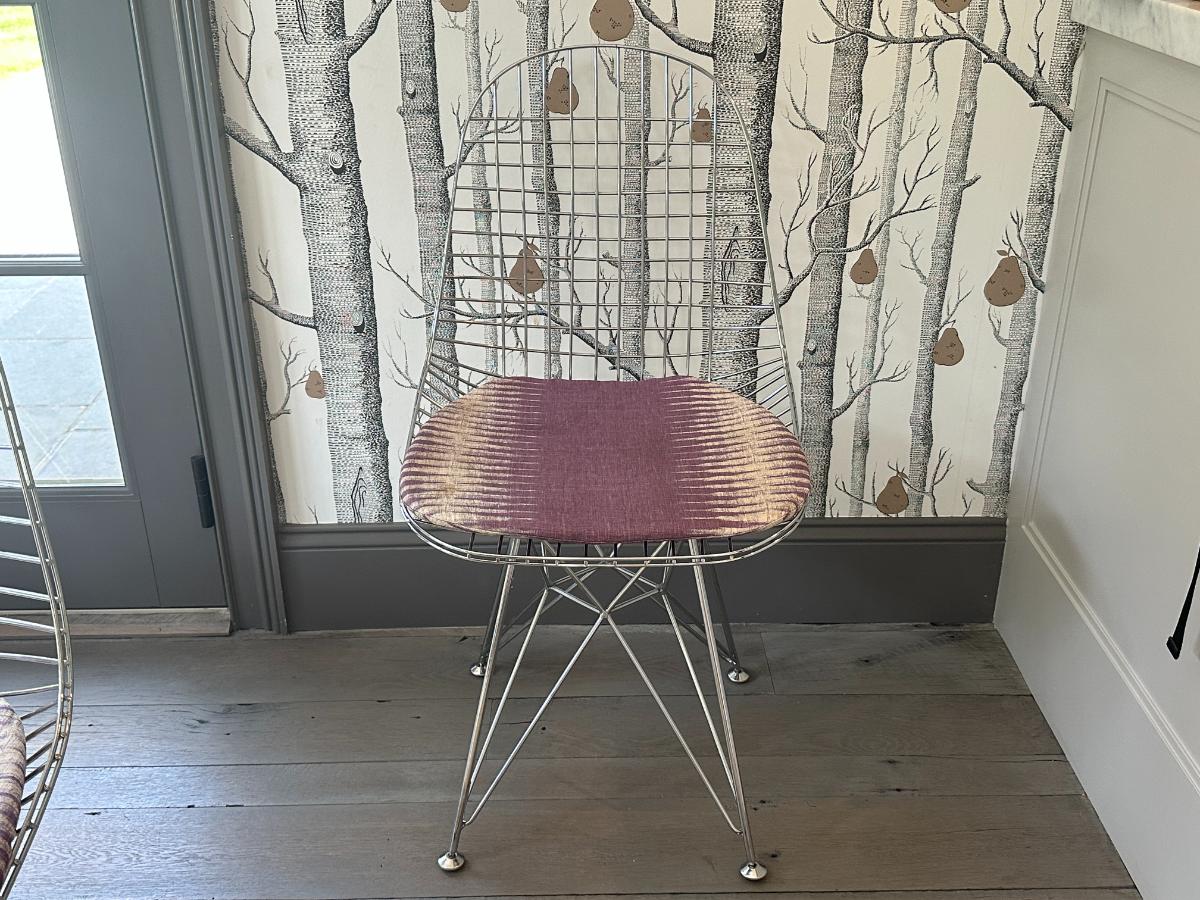 Modern Wire Chairs with Peter Dunham Cushions, Set of 8