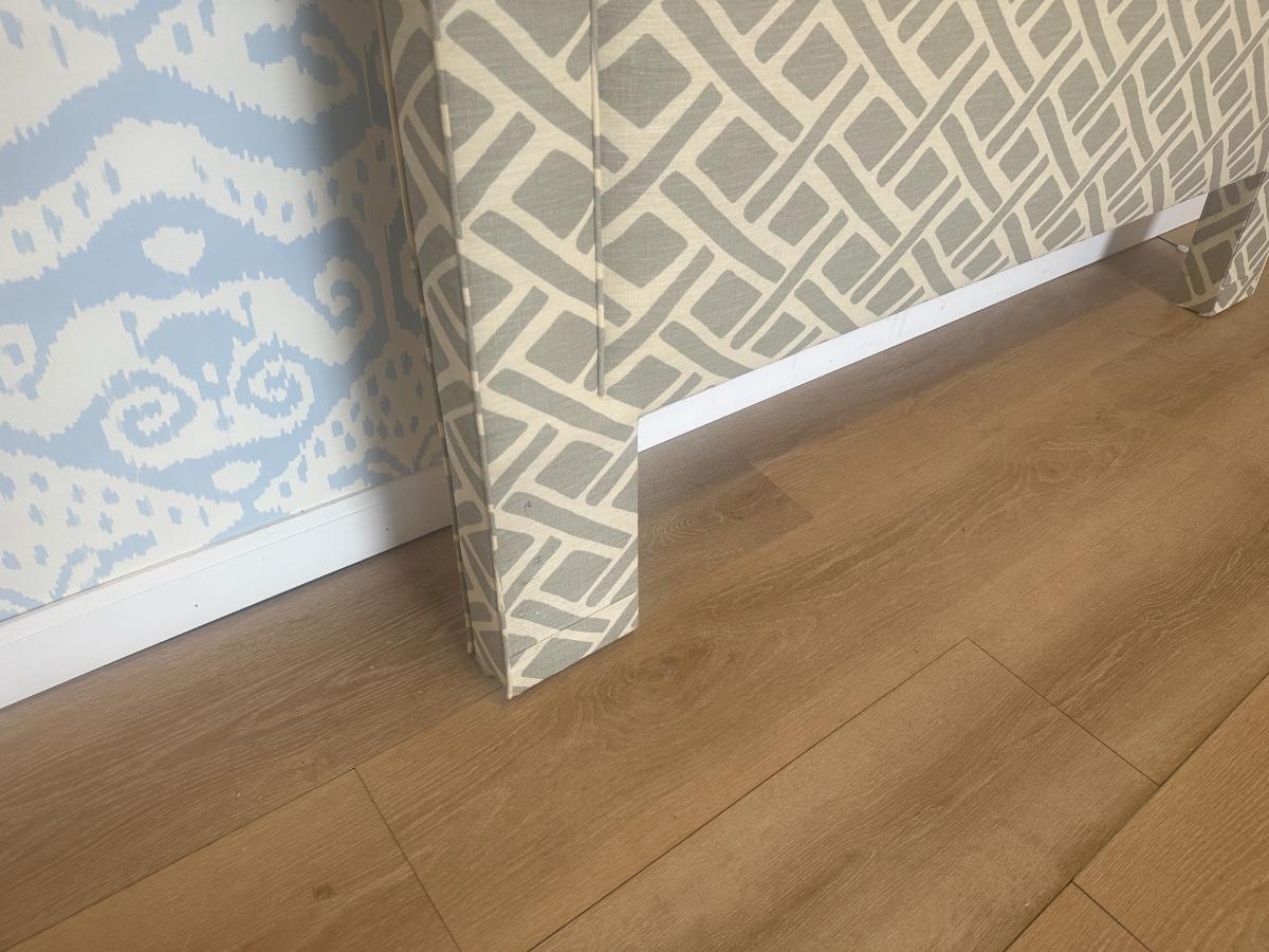 Upholstered Grey & White Queen Headboard