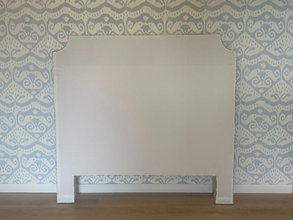 Upholstered Grey & White Queen Headboard