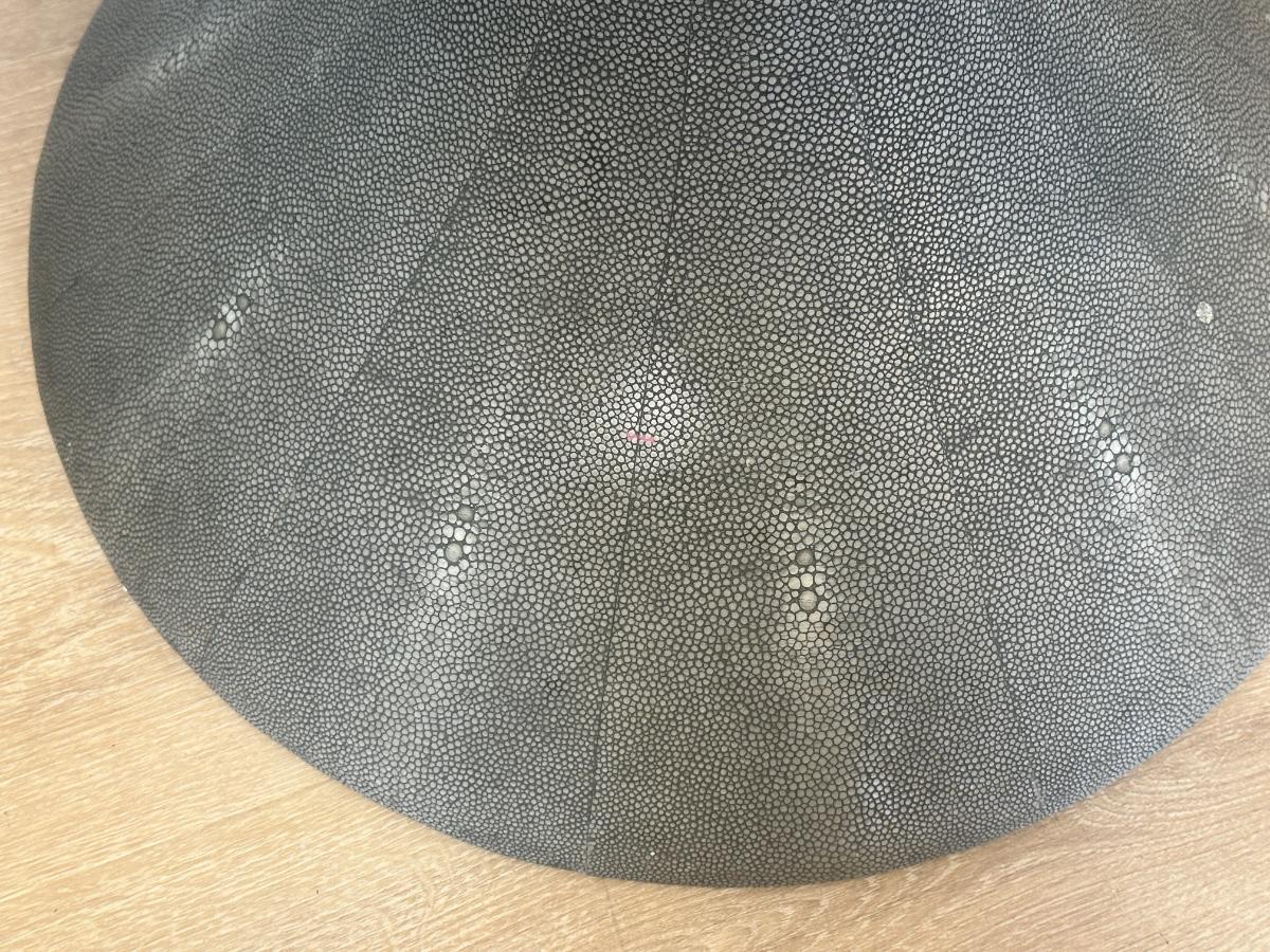 Dark Grey Shagreen Side Tables, Pair