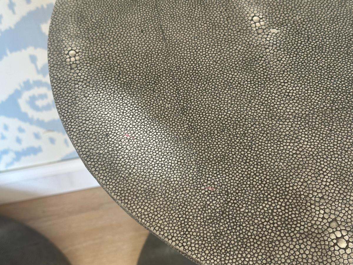 Dark Grey Shagreen Side Tables, Pair
