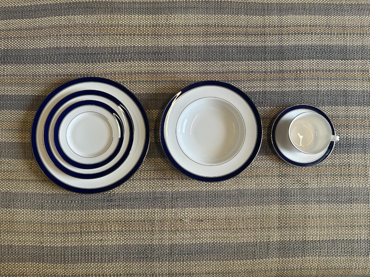 Royal Worcester Howard Cobalt and Jaipur Dinnerware and Serving Dishes, Service for 10