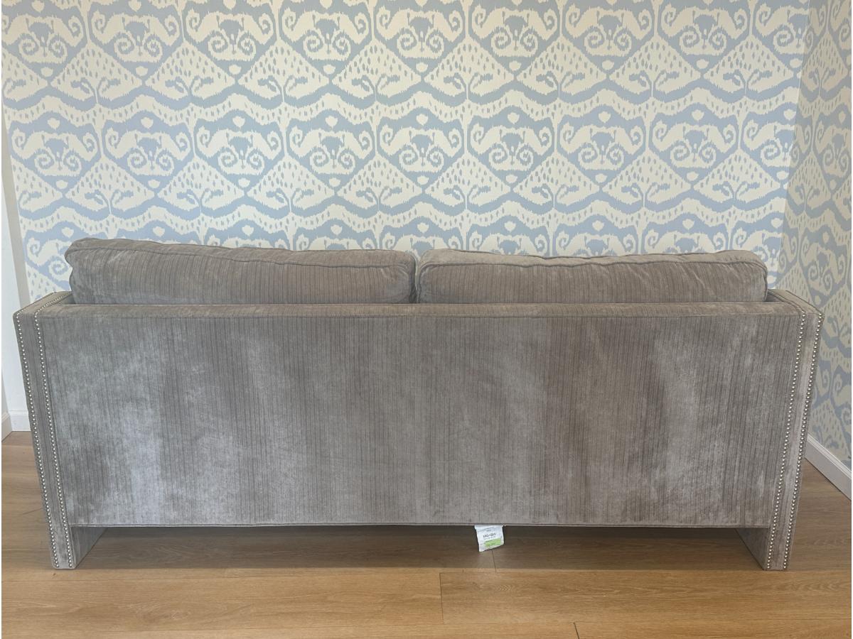 Mitchell Gold Grey Sofa with Nailhead Detail
