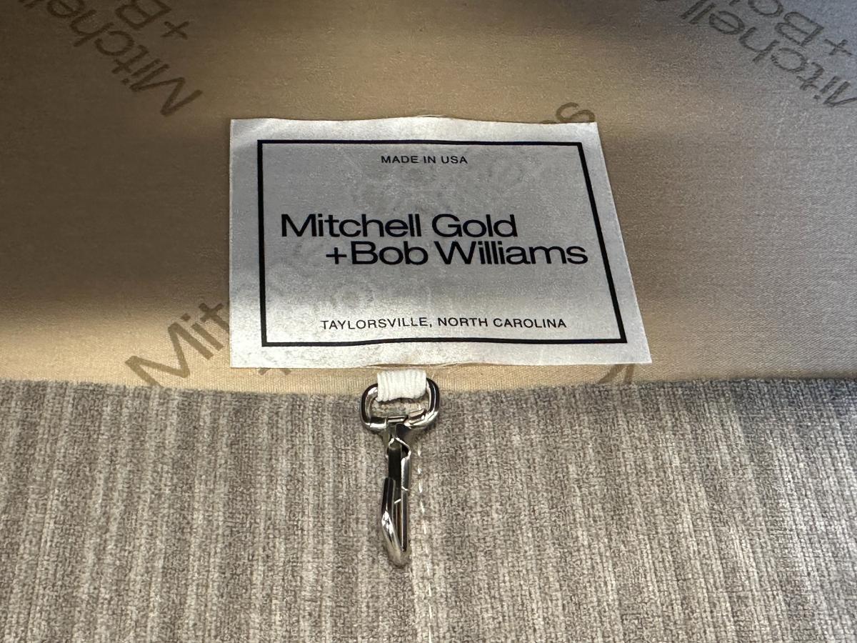 Mitchell Gold Grey Sofa with Nailhead Detail