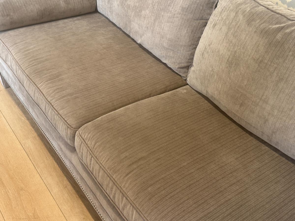 Mitchell Gold Grey Sofa with Nailhead Detail
