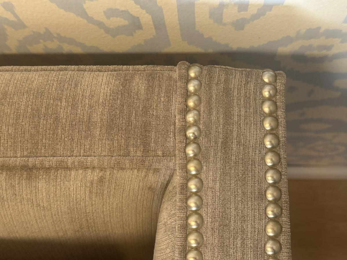 Mitchell Gold Grey Sofa with Nailhead Detail