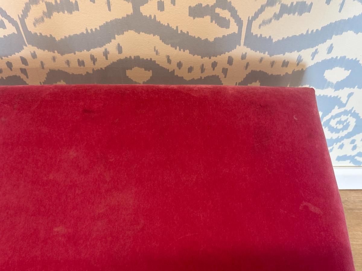 Pink Velvet Upholstered Lucite Bench
