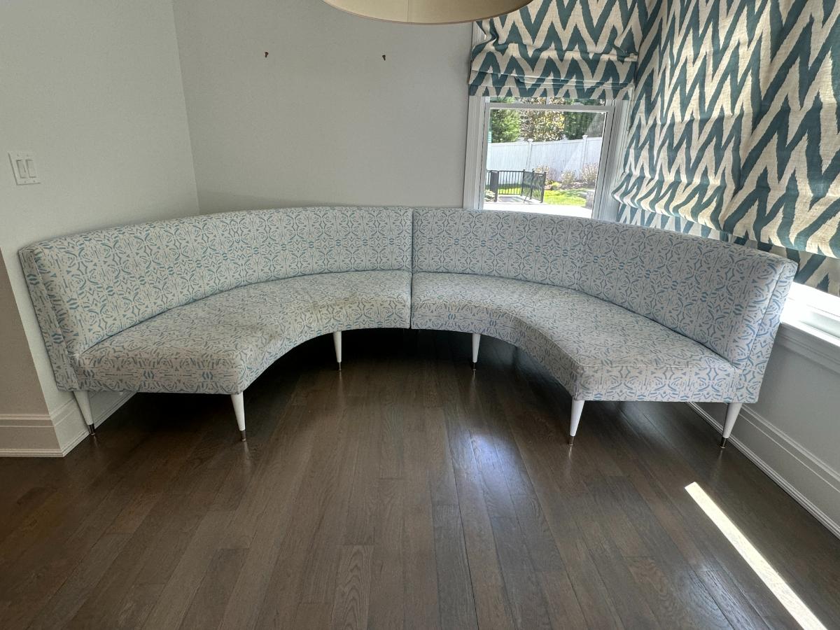 Custom Blue and White 2-Piece Banquette