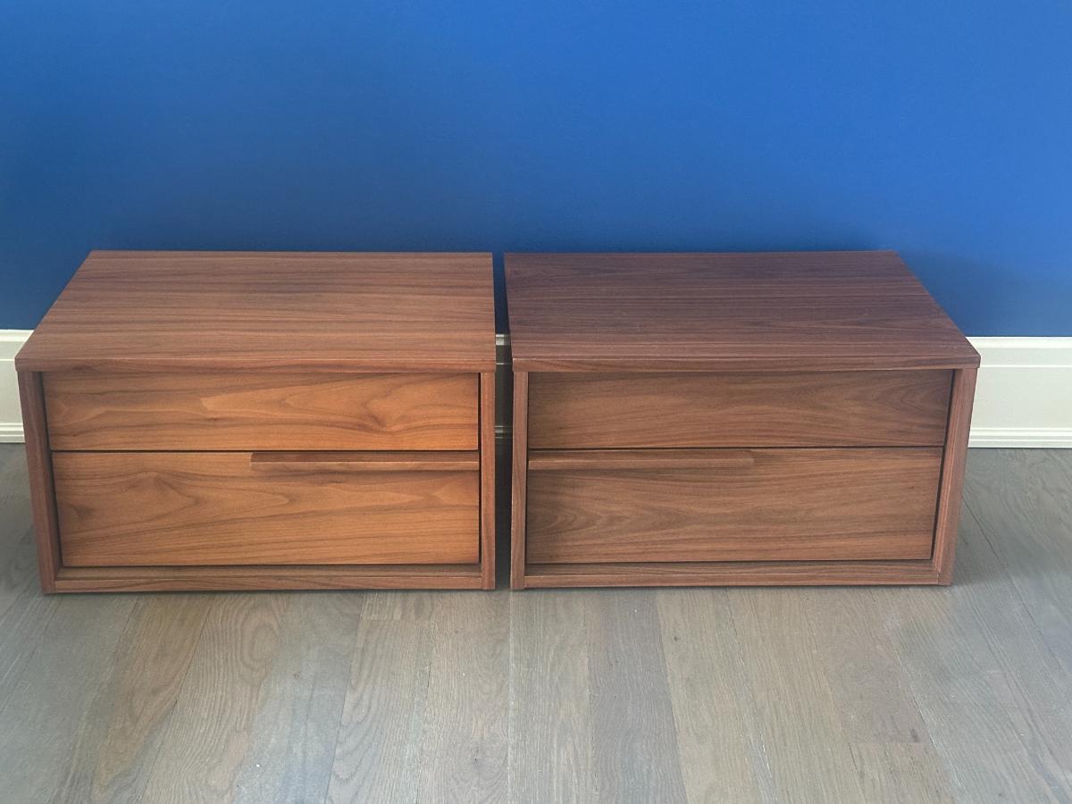 Modloft Jane Modern Walnut Nightstands, Pair