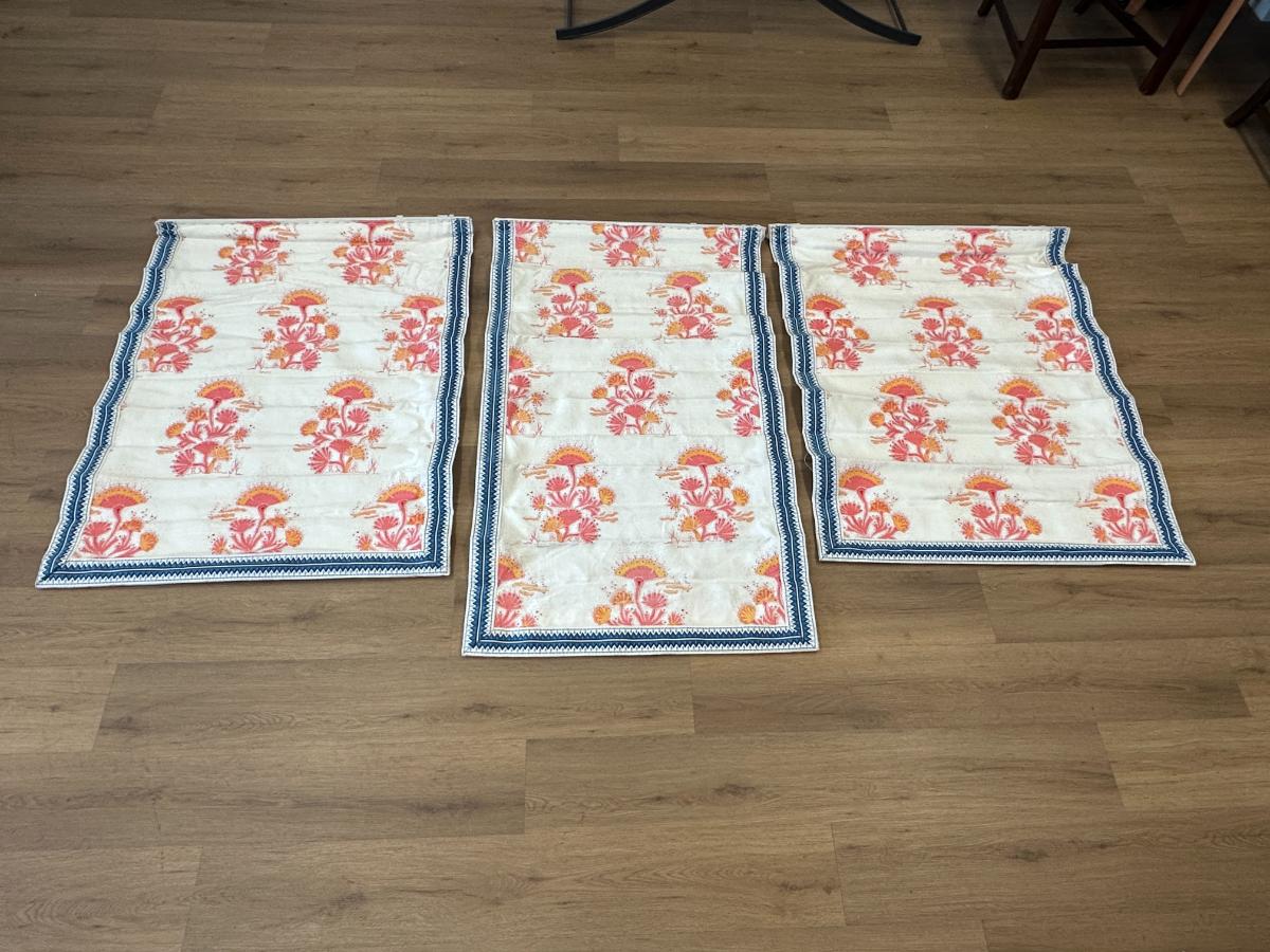 Katie Ridder Seaweed Fabric Roman Shades in Citrus, Set of 3