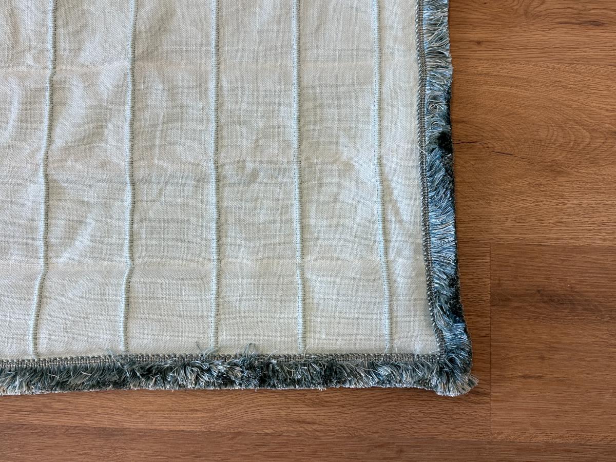 Aqua Fabric Roman Shade with Fringe