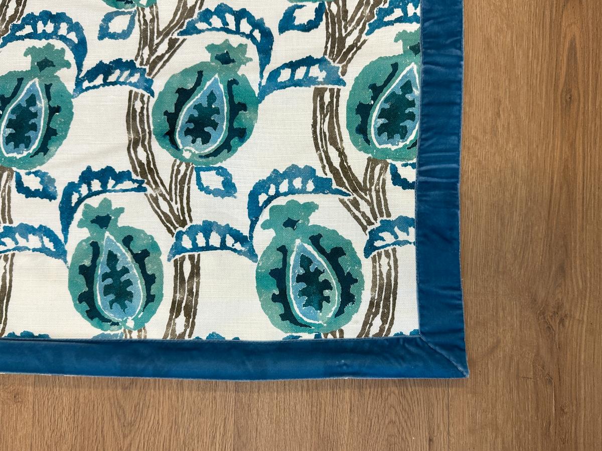 Malati Fabric by William Yeoward Roman Shades in Peacock, 45.5in x 87in, Pair