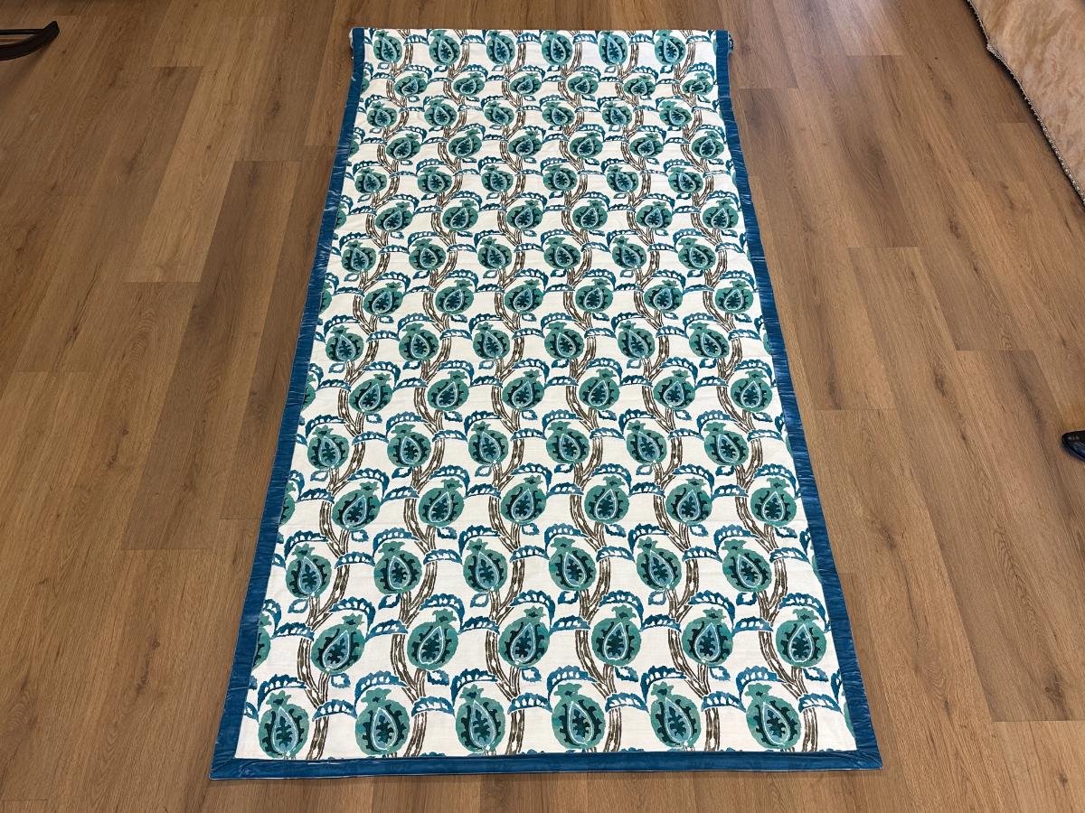Malati Fabric by William Yeoward Roman Shades in Peacock, 45.5in x 87in, Pair