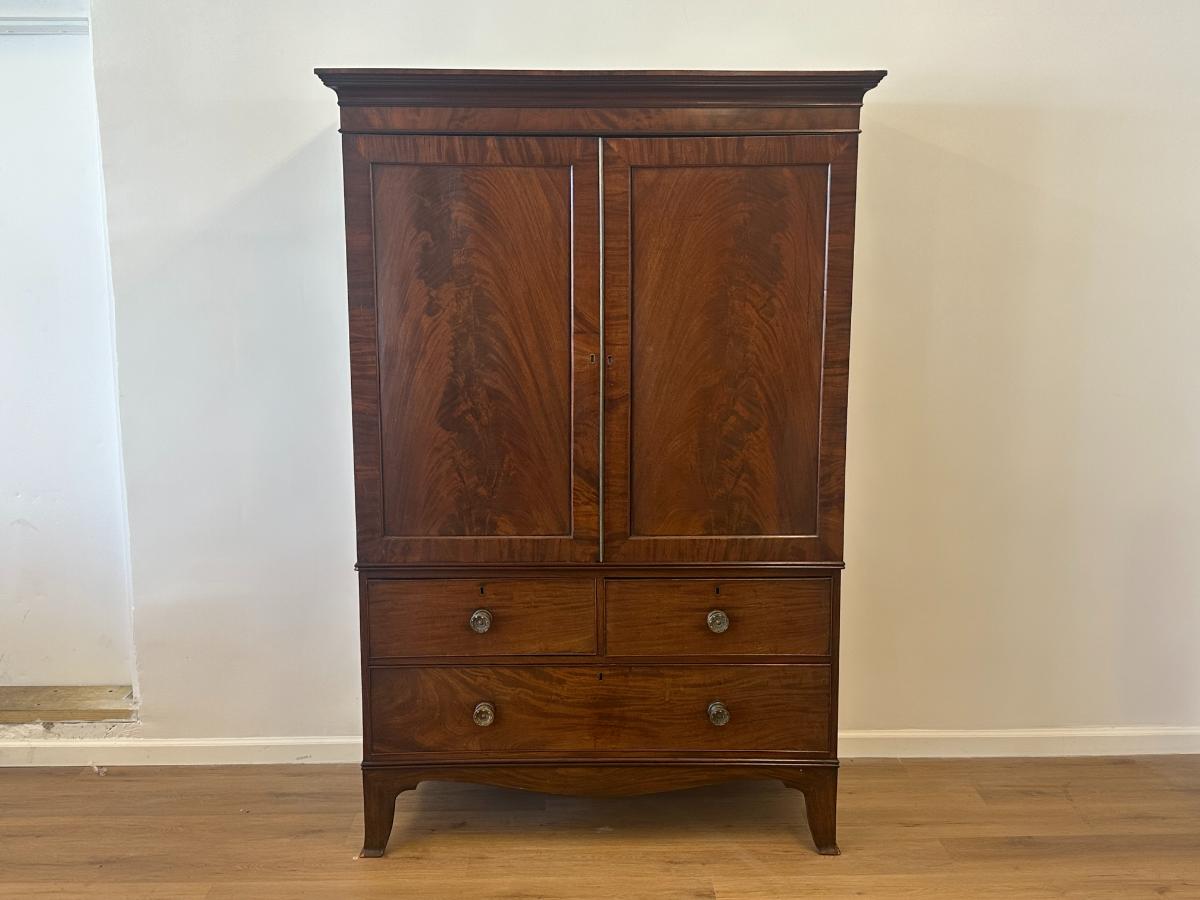 Antique Mahogany Linen Press