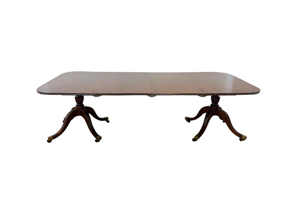 Antique Double Pedestal Two-Part Mahogany Tilt Top Dining Table