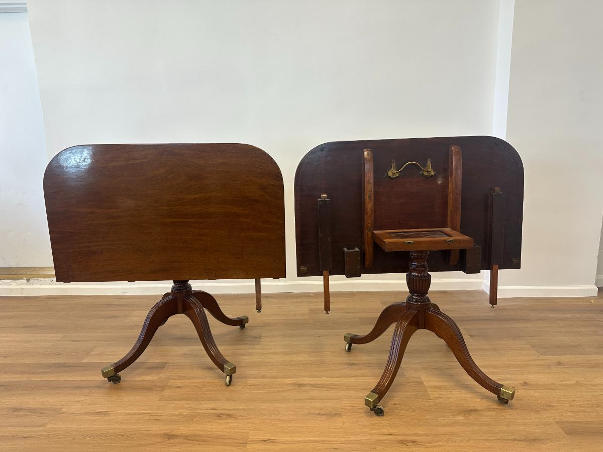 Antique Double Pedestal Two-Part Mahogany Tilt Top Dining Table